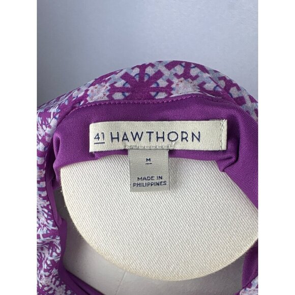 41 Hawthorn Womens Medium Purple & White Geometric Print Top - Picture 3 of 6